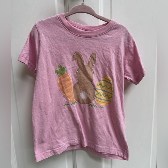 NWOT Stitchy Fish 3T Girls Pink and Brown Easter Bunny Short Sleeve Tee Shirt - Picture 1 of 6